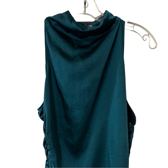 A.L.C. Inez Dress In Emerald Midi Ruched Draped 10 Satin Event - Picture 4 of 16